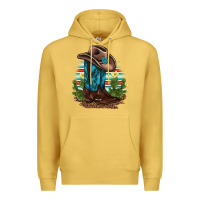 Antique Gold western boots and hat cactus leopard serape pattern Premium Hoodie - BarkalooDesign