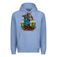 Colony Blue western boots and hat cactus leopard serape pattern Premium Hoodie - BarkalooDesign