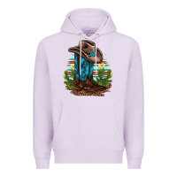 Lilac western boots and hat cactus leopard serape pattern Premium Hoodie - BarkalooDesign