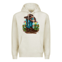 Oatmeal Heather western boots and hat cactus leopard serape pattern Premium Hoodie - BarkalooDesign