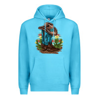 Ocean Blue western boots and hat cactus leopard serape pattern Premium Hoodie - BarkalooDesign