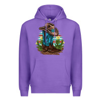 Purple western boots and hat cactus leopard serape pattern Premium Hoodie - BarkalooDesign