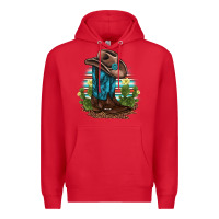 Red western boots and hat cactus leopard serape pattern Premium Hoodie - BarkalooDesign