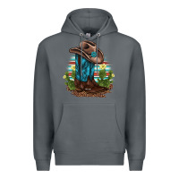 Rock western boots and hat cactus leopard serape pattern Premium Hoodie - BarkalooDesign