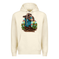 Sandshell western boots and hat cactus leopard serape pattern Premium Hoodie - BarkalooDesign
