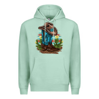 Seafoam western boots and hat cactus leopard serape pattern Premium Hoodie - BarkalooDesign