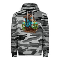 Slate Camo western boots and hat cactus leopard serape pattern Premium Hoodie - BarkalooDesign