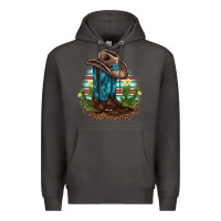 Smoke western boots and hat cactus leopard serape pattern Premium Hoodie - BarkalooDesign