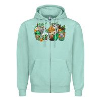 Seafoam koala coffee cups Zipper Hoodie - Zillion Design Studio