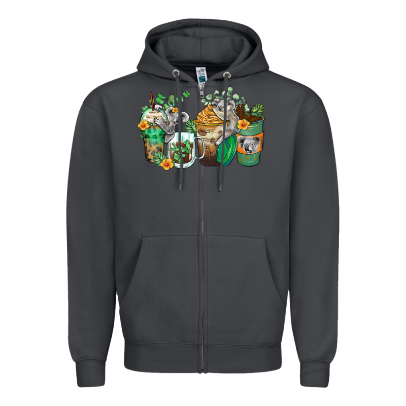 Koala Coffee Cups Zipper Hoodie by Zillion Design Studio | Teevron