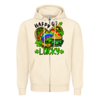 Sandshell Happy Go Lucky Pot Of Gold And Rainbow Heart Zipper Hoodie - RanaPortraitStore