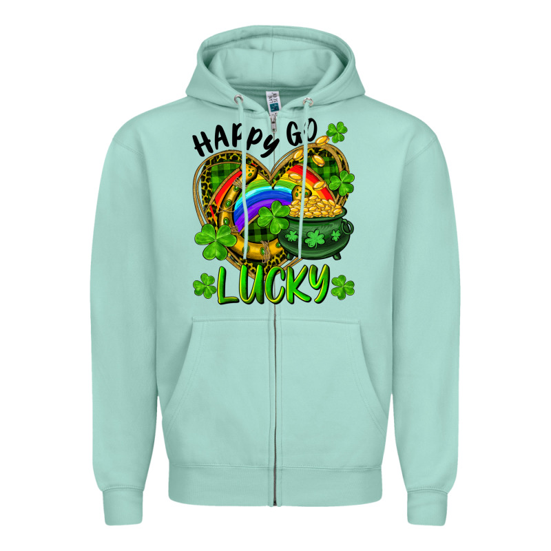 Happy Go Lucky Pot Of Gold And Rainbow Heart Zipper Hoodie by RanaPortraitStore | Teevron