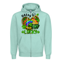 Seafoam Happy Go Lucky Pot Of Gold And Rainbow Heart Zipper Hoodie - RanaPortraitStore