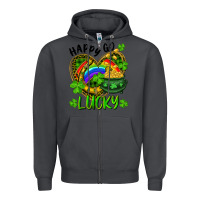 Smoke Happy Go Lucky Pot Of Gold And Rainbow Heart Zipper Hoodie - RanaPortraitStore