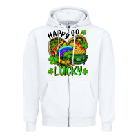 White Happy Go Lucky Pot Of Gold And Rainbow Heart Zipper Hoodie - RanaPortraitStore