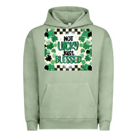 Pigment Oil Green not lucky just blessed Urban Hoodie - MaliasSmallBusiness