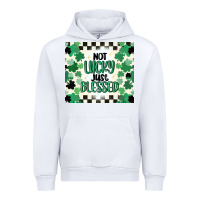 White not lucky just blessed Urban Hoodie - MaliasSmallBusiness