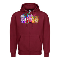 Burgundy hippie coffee cups Zipper Hoodie - Zillion Design Studio