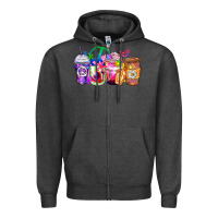 Charcoal Heather hippie coffee cups Zipper Hoodie - Zillion Design Studio