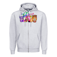 Heather Grey hippie coffee cups Zipper Hoodie - Zillion Design Studio