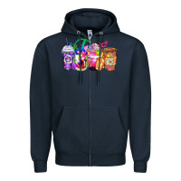 Navy hippie coffee cups Zipper Hoodie - Zillion Design Studio