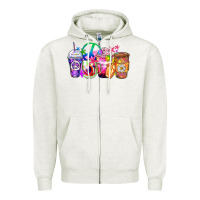 Oatmeal Heather hippie coffee cups Zipper Hoodie - Zillion Design Studio
