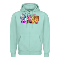 Seafoam hippie coffee cups Zipper Hoodie - Zillion Design Studio