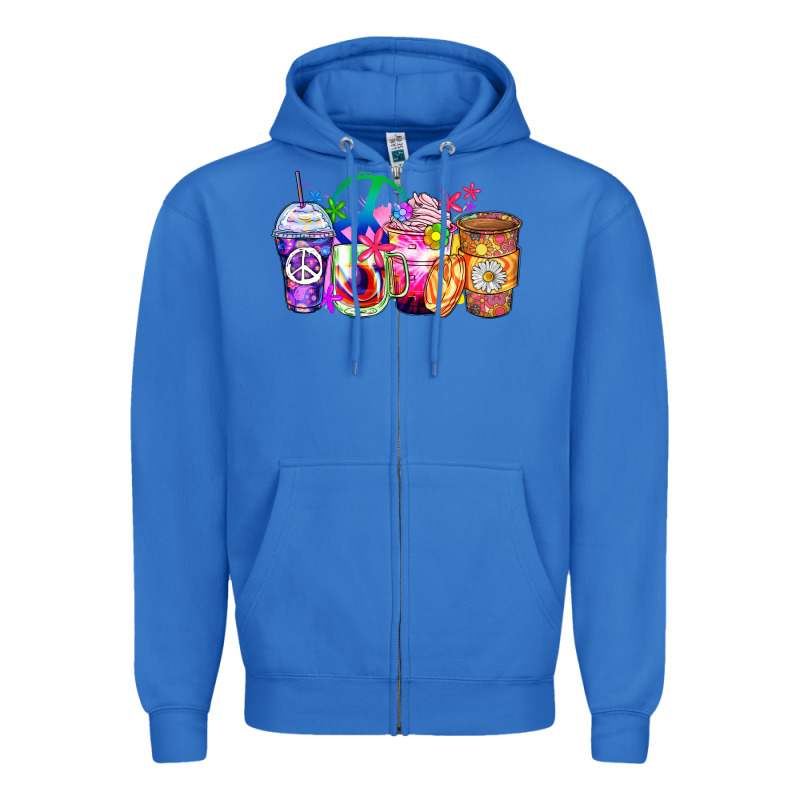 Hippie Coffee Cups Zipper Hoodie by Zillion Design Studio | Teevron