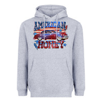Heather Grey American honey 4th of july Heavyweight Hoodie - CowGirlArtShop