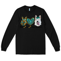 Black peace love white Sepherd Long Sleeve Tee - BarkalooDesign