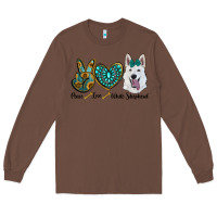 Chestnut peace love white Sepherd Long Sleeve Tee - BarkalooDesign