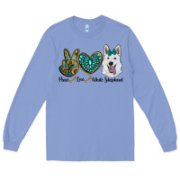 Colony Blue peace love white Sepherd Long Sleeve Tee - BarkalooDesign