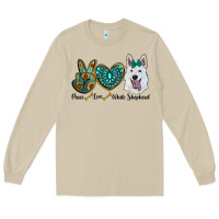 Mushroom peace love white Sepherd Long Sleeve Tee - BarkalooDesign