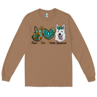 Toasted Coconut peace love white Sepherd Long Sleeve Tee - BarkalooDesign