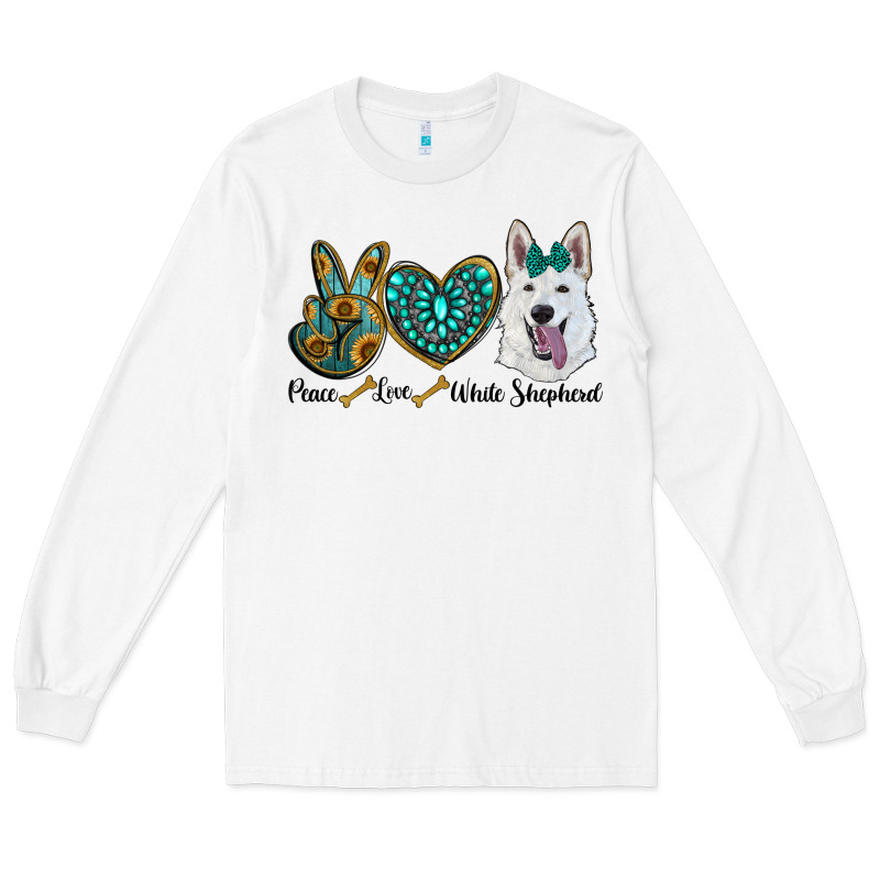 Peace Love White Sepherd Long Sleeve Tee by BarkalooDesign | Teevron
