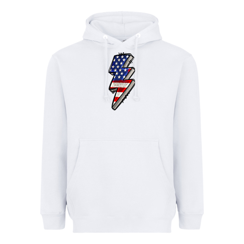 American Lightning Bold 4th Of July Heavyweight Hoodie by CowGirlArtShop | Teevron