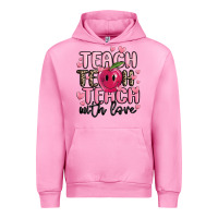 Fuchsia Pink teach teach teach with love Urban Hoodie - MaliasSmallBusiness