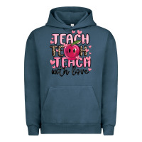 Pigment Midnight Navy teach teach teach with love Urban Hoodie - MaliasSmallBusiness