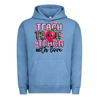 Pigment Pebble Blue teach teach teach with love Urban Hoodie - MaliasSmallBusiness