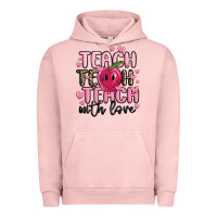 Pigment Salmon teach teach teach with love Urban Hoodie - MaliasSmallBusiness