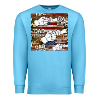 Ocean Blue dad life fist bump seamless pattern Premium Sweatshirt - HRA Design Shop