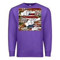Purple dad life fist bump seamless pattern Premium Sweatshirt - HRA Design Shop