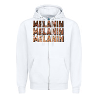White melanin melanin melanin Zipper Hoodie - texasbilliewilder