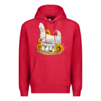 Cardinal Perched Chicken With Sunflowers Premium Hoodie - LillyAllenDesigns