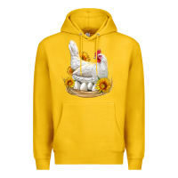 Lemon Perched Chicken With Sunflowers Premium Hoodie - LillyAllenDesigns