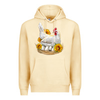 Pina Colada Perched Chicken With Sunflowers Premium Hoodie - LillyAllenDesigns