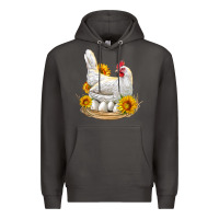 Perched Chicken With Sunflowers Premium Hoodie | Teevron