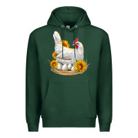 Sports Green Perched Chicken With Sunflowers Premium Hoodie - LillyAllenDesigns