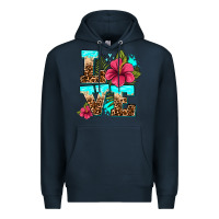 Navy love summer with flowers Premium Hoodie - AdoDesignShop
