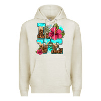 Oatmeal Heather love summer with flowers Premium Hoodie - AdoDesignShop